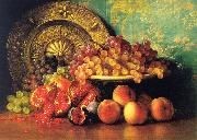 George Henry Hall Figs, Pomegranates, Grapes and Brass Plate Spain oil painting reproduction